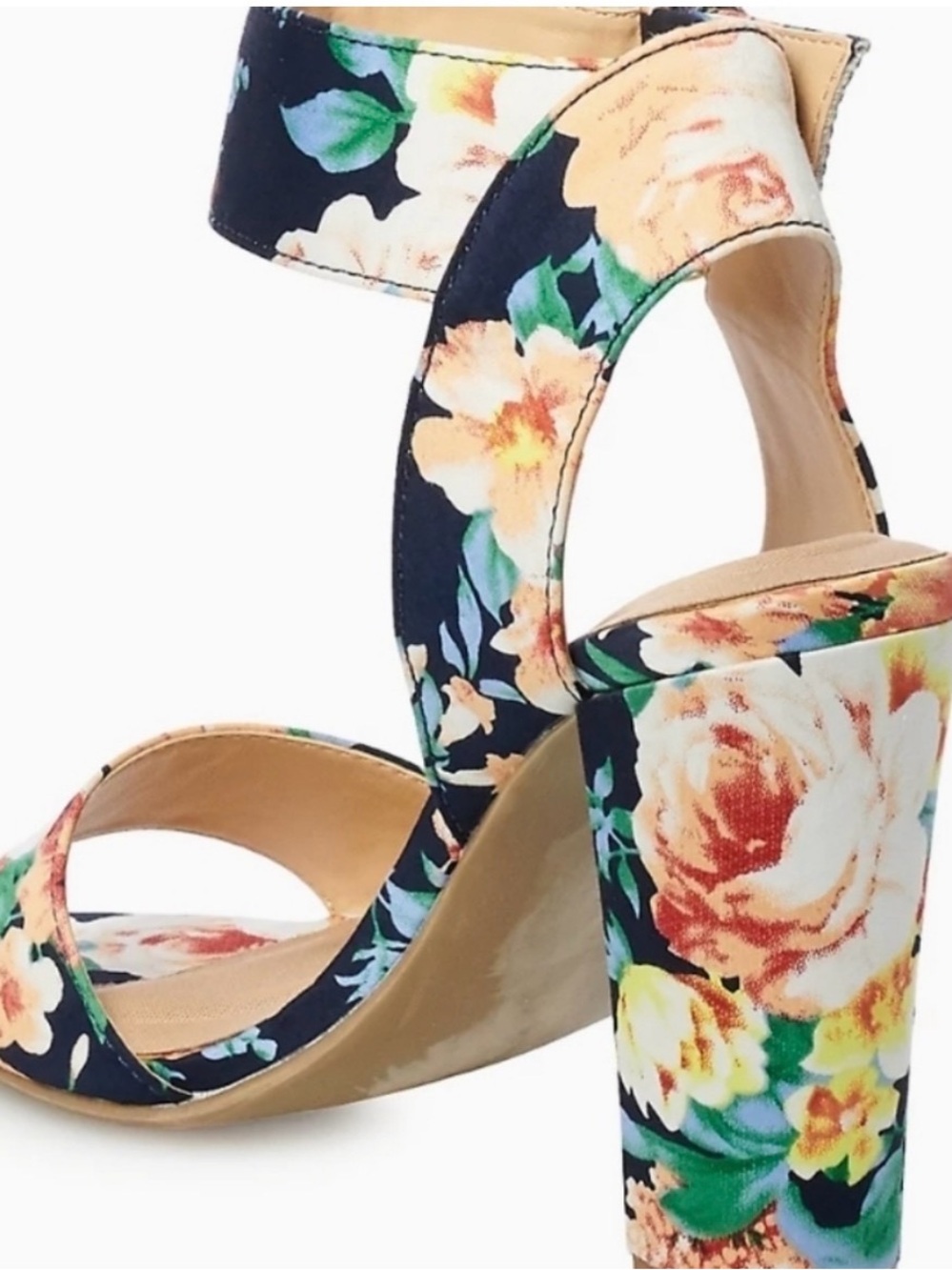 Apt. 9 Navy Floral Ankle-Strap Block Heels - Picture 2 of 8